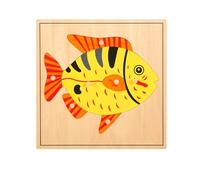 LLTCMYGS Montessori Animal & Plant Puzzle Board, Preschool Early Child Development Learning Material,fish