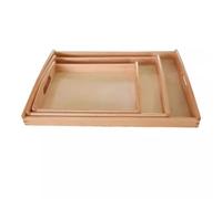 LLTCMYGS Montessori Beech Wood Tray Set, 3-Piece Stackable Wooden Trays for Toddler Educational Activity & Toy Organization