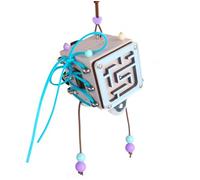 LLTCMYGS Montessori Busy Cube, Wooden Sensory Busy Board Travel Toy for Fine Motor Skills,Blue