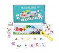 LLTCMYGS Montessori Caterpillar Math Game, Bead Clamping Toy with 28 Math Operation Cards for Kids