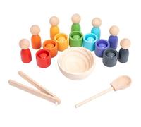 LLTCMYGS Montessori Color Sorting Toy Set,7 Color Peg People & Cups with Ball Scoop & Tongs