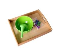 LLTCMYGS Montessori Colorful Bells Scooping Set, Practical Life Sensory Toy, Bowls & Spoon,wooden tray