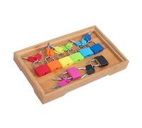 LLTCMYGS Montessori Colorful Lock & Key Set, 8-Color Practical Life Sensory Toy for Toddlers,bamboo trays