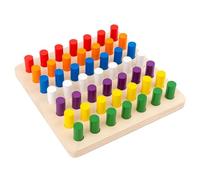 LLTCMYGS Montessori Colorful Peg Board Toy, Wooden Sensory Pegboard for Fine Motor Skills Development