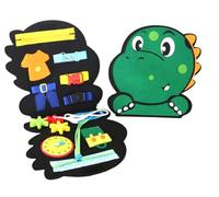 LLTCMYGS Montessori Felt Busy Board, Cartoon Animals Sensory Toy, Early Educational Activity Toy for Kids,dinosaur
