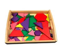 LLTCMYGS Montessori Geometric Shape Boards, Colorful Wooden Pattern Blocks Set, Early Math Educational Toy,wooden tray