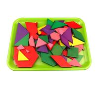 LLTCMYGS Montessori Geometric Shape Boards, Colorful Wooden Pattern Blocks Set, Early Math Educational Toy,plastic tray