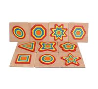 LLTCMYGS Montessori Geometric Shape Recognition Boards, Wooden Sensory Puzzles for Toddlers,A set