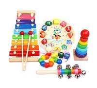 LLTCMYGS Montessori Hand-Cranked Piano Wooden Music Toy Set, Hand-Eye Coordination Sensory Development Toys