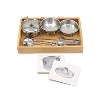 LLTCMYGS Montessori Kitchen Utensils And Cards, Language Teaching AIDS for Preschool Kids