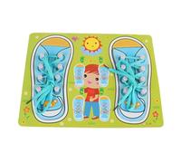 LLTCMYGS Montessori Lacing Shoe Toy Set, Wooden Shoe Tying Practice Board for Toddlers,Model A