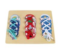 LLTCMYGS Montessori Lacing Shoe Toy Set, Wooden Shoe Tying Practice Board for Toddlers,Model B