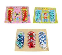 LLTCMYGS Montessori Lacing Shoe Toy Set, Wooden Shoe Tying Practice Board for Toddlers,One set