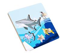 LLTCMYGS Montessori Marine Animal Wooden Knob Jigsaw Puzzle, Children's Preschool Animal Cognition Teaching Aid
