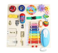 LLTCMYGS Montessori Multifunctional Busy Board, Wooden Sensory Activity Board with Locks