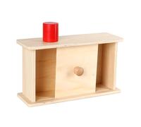 LLTCMYGS Montessori Object Permanence Box, Wooden Object Permanence & Shape Sorting Toy for Toddlers,Model D