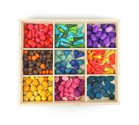 LLTCMYGS Montessori Rainbow Wooden Building Blocks Set, Open-Ended Loose Parts Play Toy,Model B