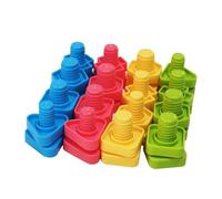 LLTCMYGS Montessori Screw & Nut Matching Building Blocks, Color & Shape Sorting Fine Motor Skills Toy,Model B