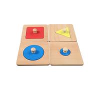 LLTCMYGS Montessori Single Shape Puzzle, Knob Wooden Jigsaw Puzzle, Sensory Shape Classification (4 Pieces)