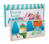 LLTCMYGS Montessori Sock Hanging Play Set, Wooden Clothesline Toy with Clothespins for Toddler Fine Motor Skill Training