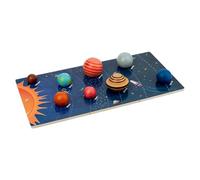 LLTCMYGS Montessori Solar System 8 Planets Puzzle Board, Wooden Educational Space Toy with Realistic Planet Models