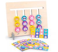 LLTCMYGS Montessori Toddler Animal Color Sorting Game, Wooden Logical Thinking Game with 18 Double-Sided Cards