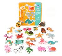 LLTCMYGS Montessori Toddler Matching Puzzles, Animal Traffic Fruit Vegetable Shape Puzzles,Animals