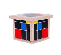 LLTCMYGS Montessori Trinomial Cube, Wooden Sensory Puzzle for Toddlers, Color & Shape Recognition Toy