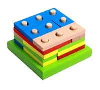 LLTCMYGS Montessori Wood Geometric-Shaped Set Columns, Classified Assembly And Stacking Toys