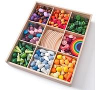 LLTCMYGS Montessori Wood Loose Parts Play Materials Set, Sensory Building Block Toys for Preschool Kids