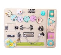 LLTCMYGS Montessori Wood Sensory Multi-Functional Busy Board, Early Life Skills Learning Board