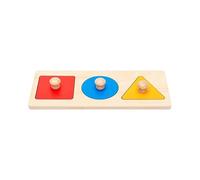 LLTCMYGS Montessori Wood Three-Color Geometric Panel Teaching AIDS, Knob Jigsaw Puzzle Boards