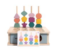 LLTCMYGS Montessori Wood Three-In-One Stacking Toys, Color Sorting Stacking Toys, Shape Classification