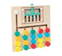 LLTCMYGS Montessori Wooden 4-Color Logic & Memory Game, Pattern Matching Slide Puzzle with Activity Cards,Model C