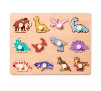 LLTCMYGS Montessori Wooden Animal, Fruit, Vegetable Jigsaw Puzzle Board Toy, Fine Motor Skill Learning Puzzles Toys,dinosaurs