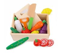 LLTCMYGS Montessori Wooden Box Fruit And Vegetable Cutting Toys, Magnetic Fruit And Vegetable Set
