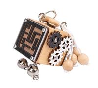 LLTCMYGS Montessori Wooden Busy Cube, 6-In-1 Multifunctional Fidget Activity Cube for Toddlers,Model B