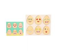 LLTCMYGS Montessori Wooden Emotion Egg Puzzle, Early Learning Toy with 12 Double-Sided Flashcards
