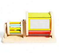 LLTCMYGS Montessori Wooden Flip Drum & Roller Toy, Sensory Development Activity for Toddlers