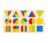LLTCMYGS Montessori Wooden Fraction Learning Educational Toy, Shape Classification Matching Jigsaw Puzzle