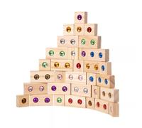 LLTCMYGS Montessori Wooden Gem Building Blocks Set, Color Recognition & Stacking Educational Toy(32 Pcs)