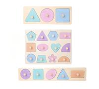 LLTCMYGS Montessori Wooden Geometric Shape Peg Puzzle Set, Preschool Learning Peg Puzzles Toys