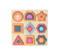 LLTCMYGS Montessori Wooden Geometric Shape Puzzle Board, Educational Shape Sorter & Pattern Matching Toy,Model B