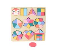 LLTCMYGS Montessori Wooden Geometric Shape Puzzle Board, Educational Shape Sorter & Pattern Matching Toy,Model A