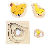 LLTCMYGS Montessori Wooden Jigsaw Puzzles, Animal & Life Cycle Learning Toys for Toddlers,chicken