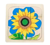 LLTCMYGS Montessori Wooden Jigsaw Puzzles, Animal & Life Cycle Learning Toys for Toddlers,sunflower