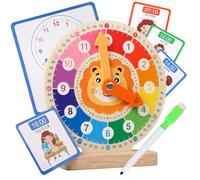 LLTCMYGS Montessori Wooden Learning Clock, Educational Time Telling Toy for Kids, Interactive Analog Clock
