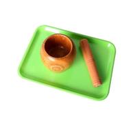 LLTCMYGS Montessori Wooden Mortar And Pestle, Practical Life Sensory Toy for Toddlers,plastic tray