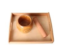 LLTCMYGS Montessori Wooden Mortar And Pestle, Practical Life Sensory Toy for Toddlers,wooden tray