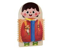 LLTCMYGS Montessori Wooden Multi-Layer Dressing Busy Board, Life Skills Toy for Toddlers